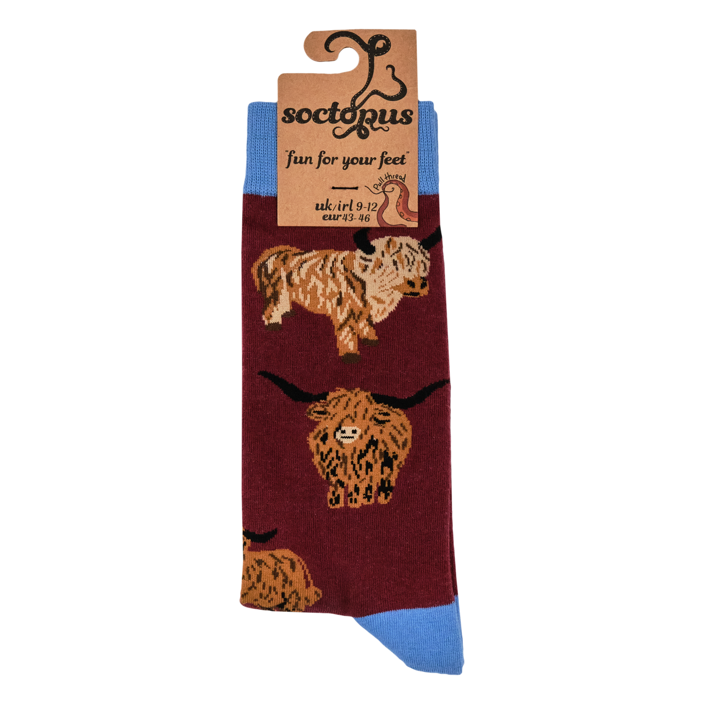 Highland Cow Socks - Och Aye the Moo!: PINK / XS (UK 12-3 / EU 33-36 / US 14-5)