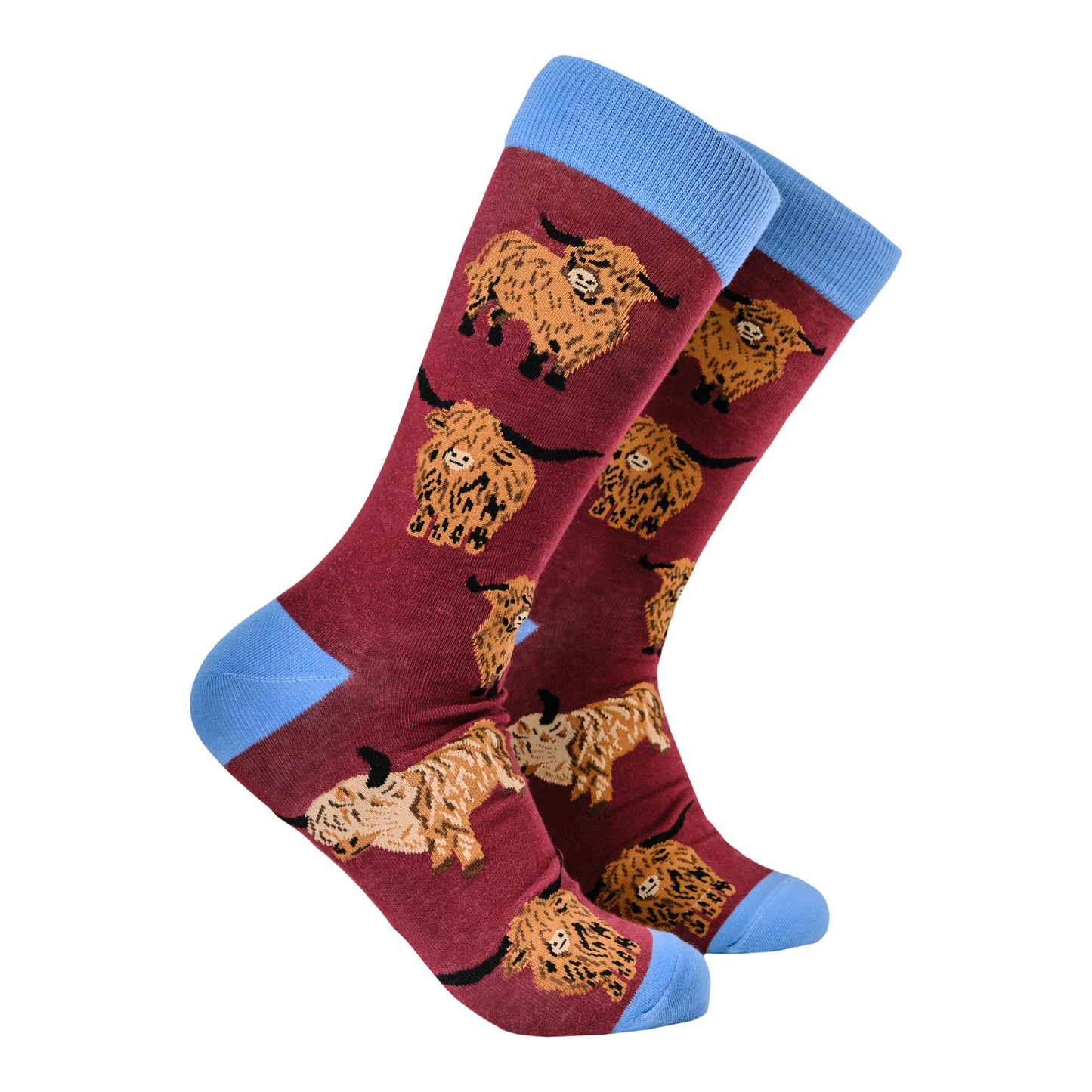 Highland Cow Socks - Och Aye the Moo!: DENIM / XS (UK 12-3 / EU 33-36 / US 14-5)