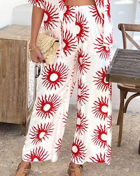 Printed Wide Leg Trousers