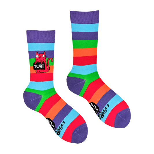 Sweary Cat Twat Socks Large
