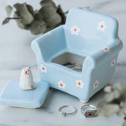 Sofa Dog Trinket Box Floral By Helio Ferretti