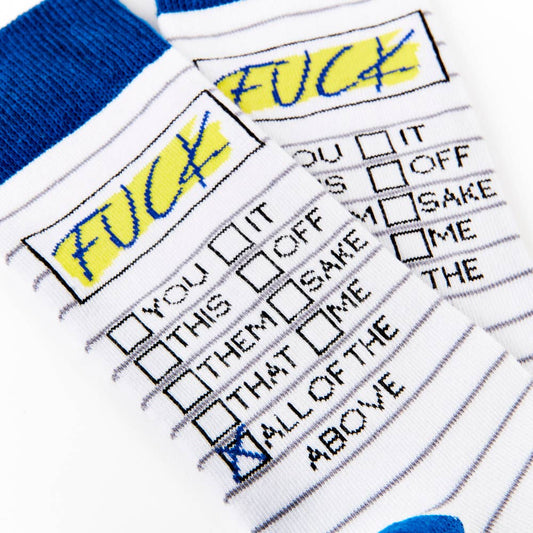 Fuck Tick List Unisex Socks