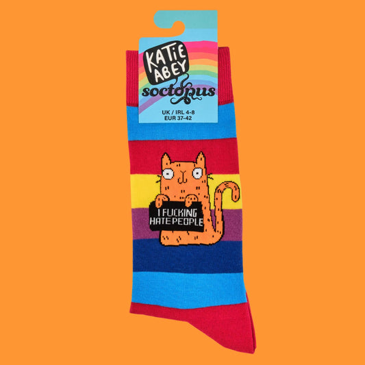 F*cking Hate People Rainbow Socks Large