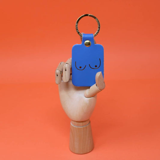 Boob Leather Key Fob: Cornflower