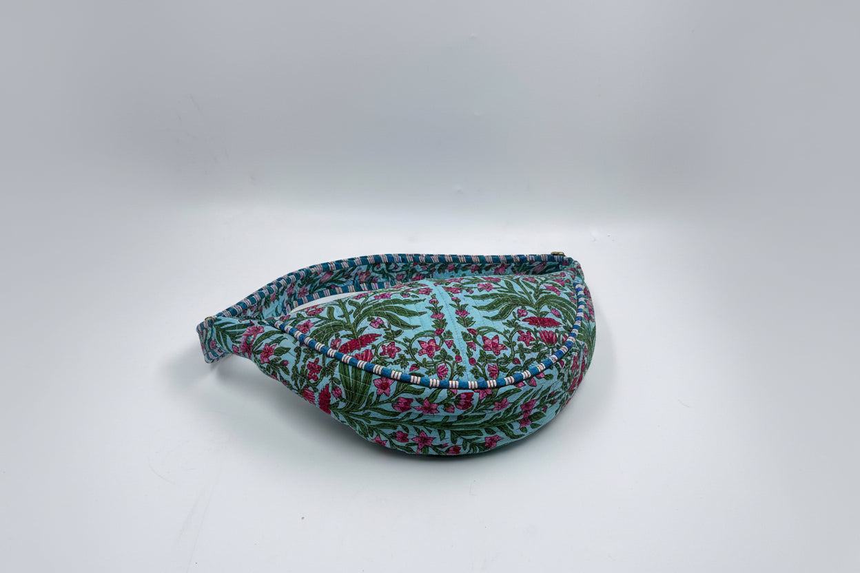 Teal Cotton Kantha Quilted Cross Body Bag