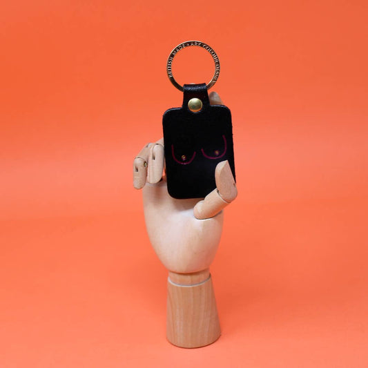 Boob Leather Key Fob: Black