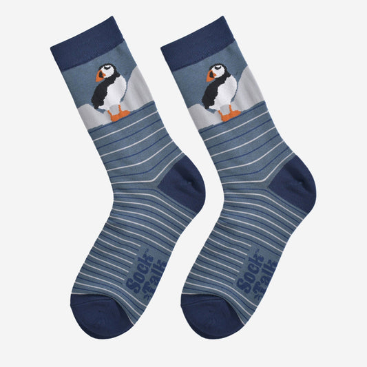 Men's Bamboo Socks - Teal, Puffin Stripe: UK 7-11 | EU 40.5-46 | US 8-12