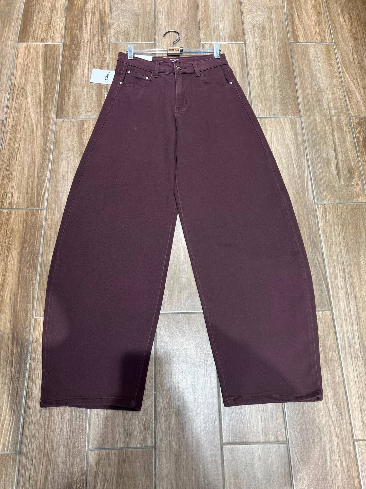 Burgundy Wine Balloon Voggo Jeans