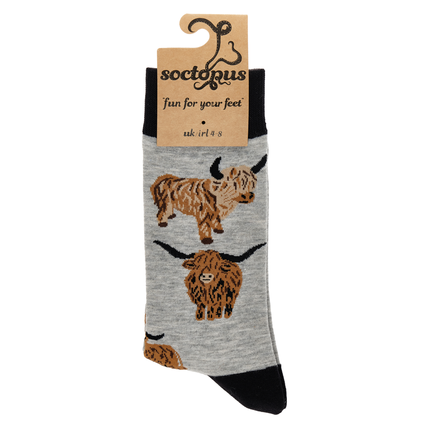 Highland Cow Socks - Och Aye the Moo!: DENIM / XS (UK 12-3 / EU 33-36 / US 14-5)