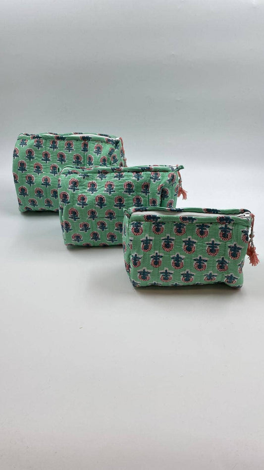Quilted Kantha Wash Bag In Assorted Sizes