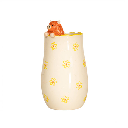 Peeking Highland Cow Vase