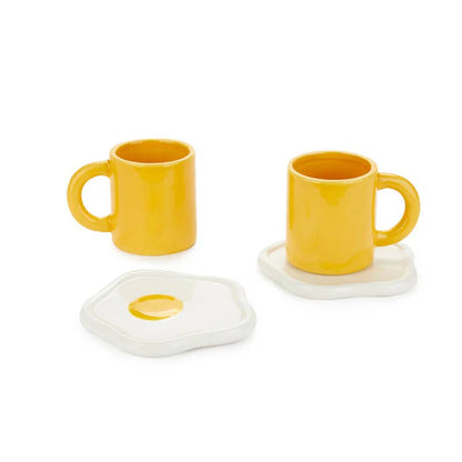 Sunny Side Up Espresso Cups & Saucers Set of 2