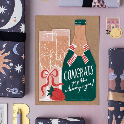 Pop The Champagne Congratulations Card