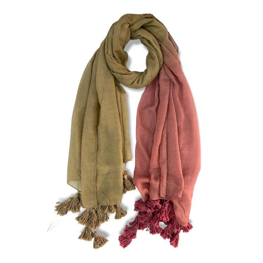 Pink Ombre Tassel Scarf