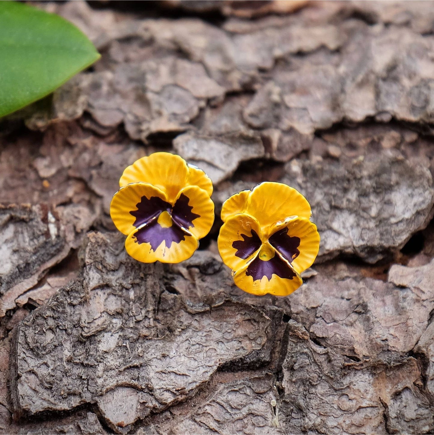 Pansy Yellow Flower Clip Earrings