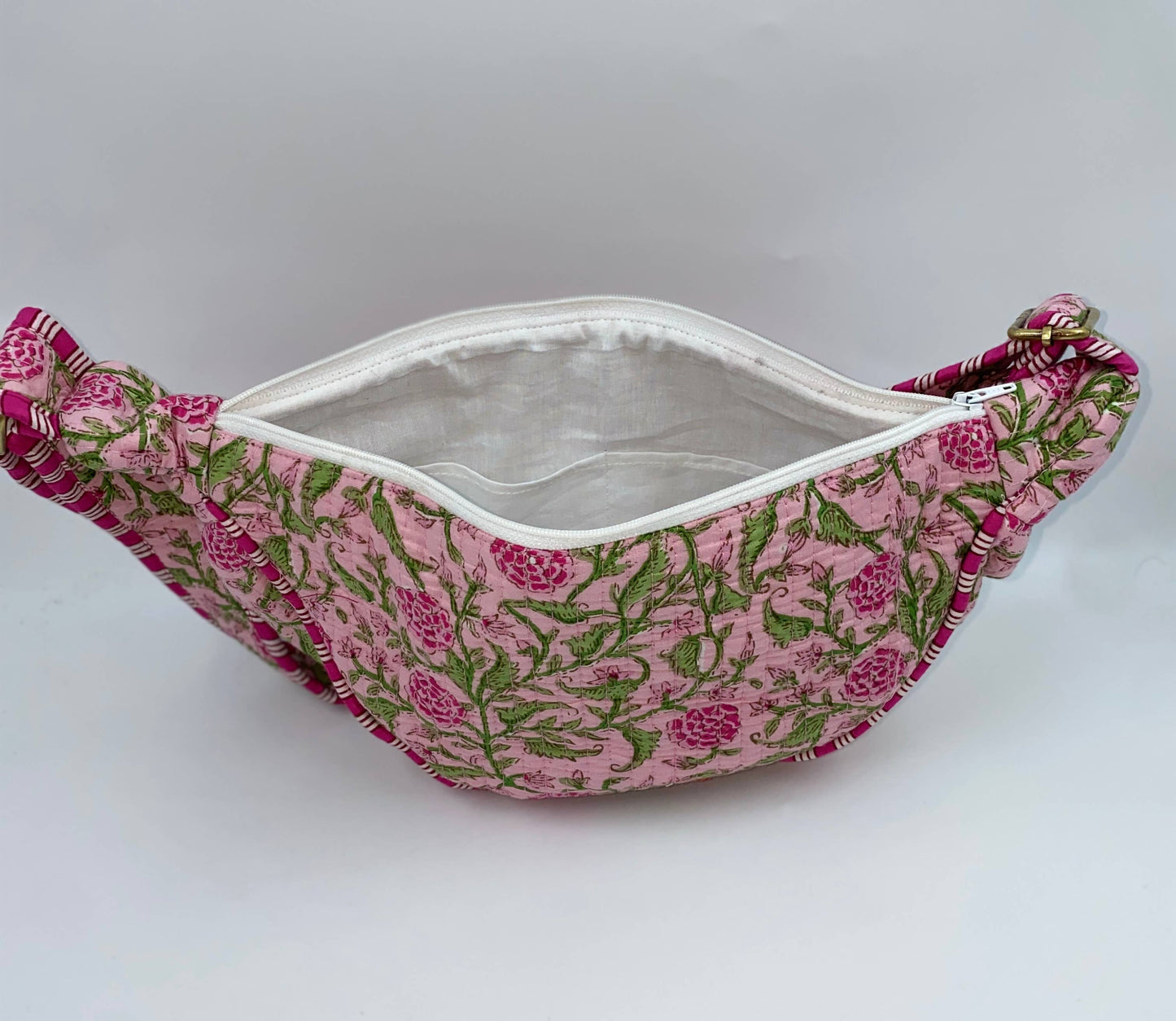 Pink Cotton Kantha Quilted Cross Body Bag