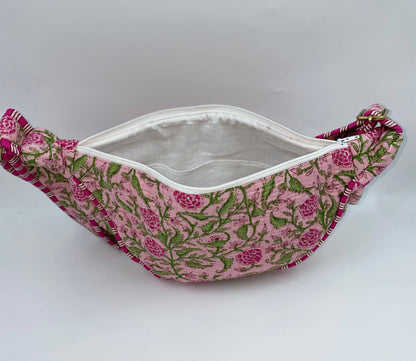 Pink Cotton Kantha Quilted Cross Body Bag