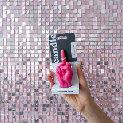 Small Fuck You Middle Finger Candle in Pink