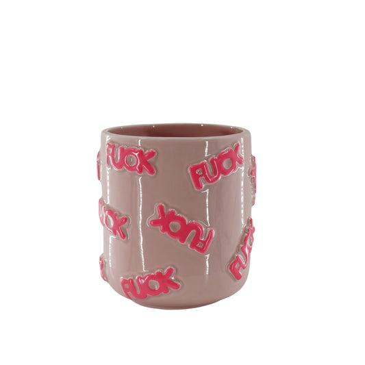 Pot - 'FUCK' - Ceramics  - Pink  - 17,5x17,5x17,5cm
