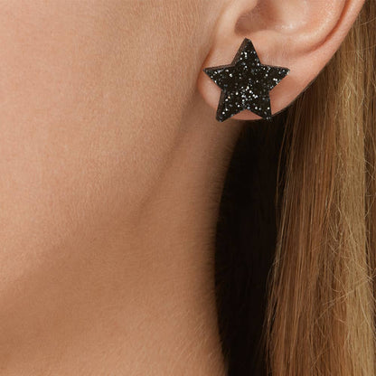 Moon and Star Studs in Black