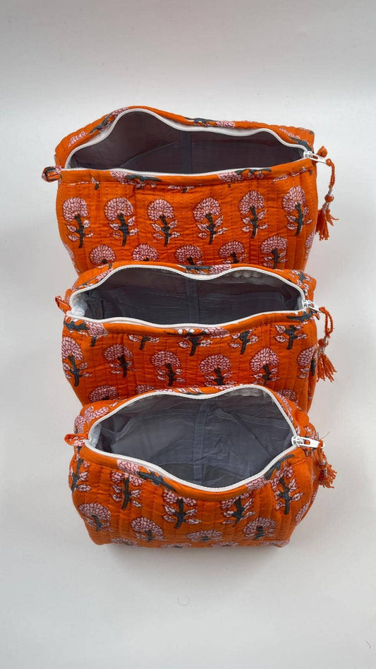 Quilted Kantha Wash Bag In Assorted Sizes