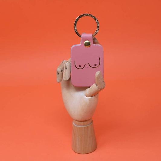 Boob Leather Key Fob: Pale Pink