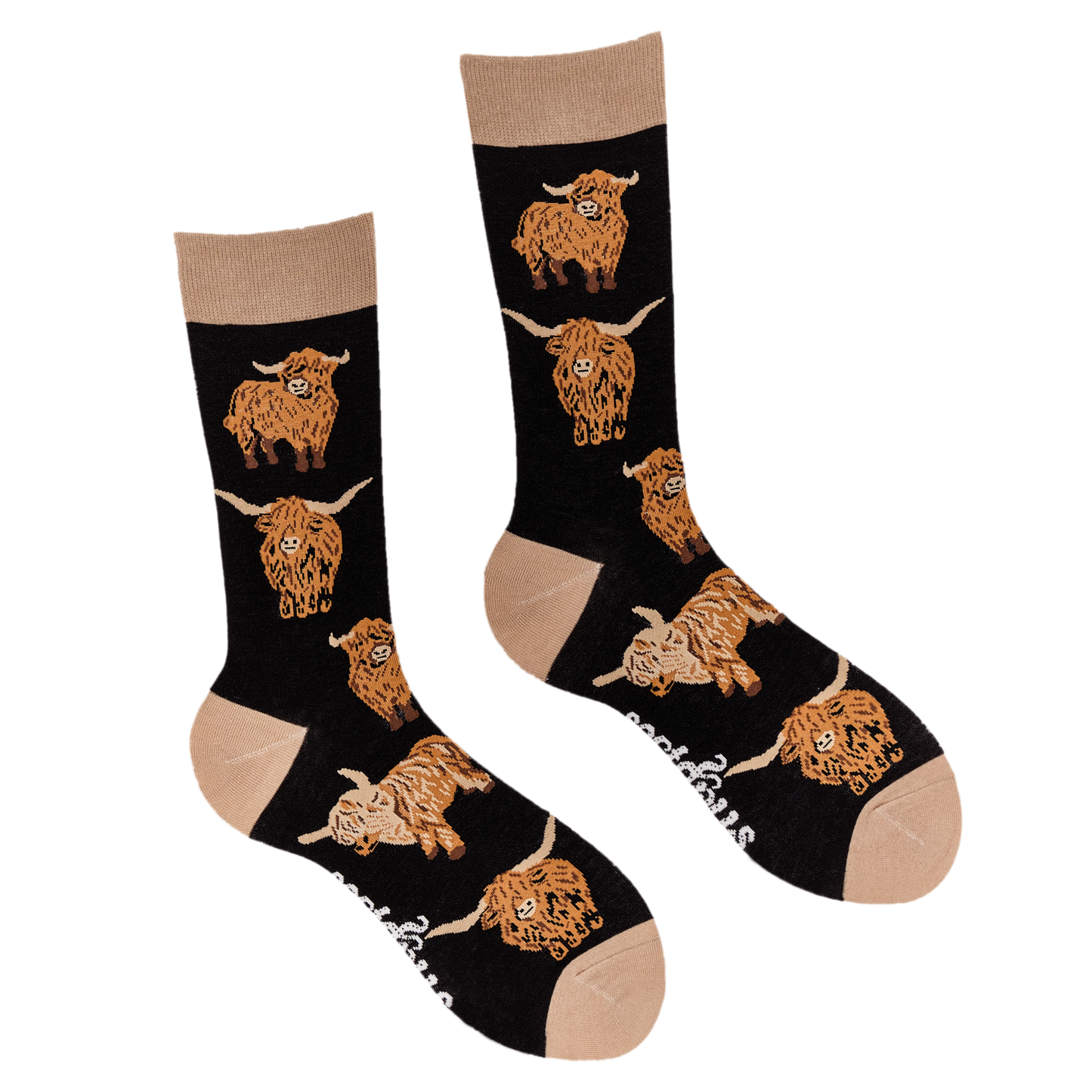 Highland Cow Socks - Och Aye the Moo!: PINK / XS (UK 12-3 / EU 33-36 / US 14-5)