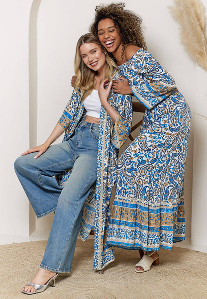 Blue Paisley Longline Kimono