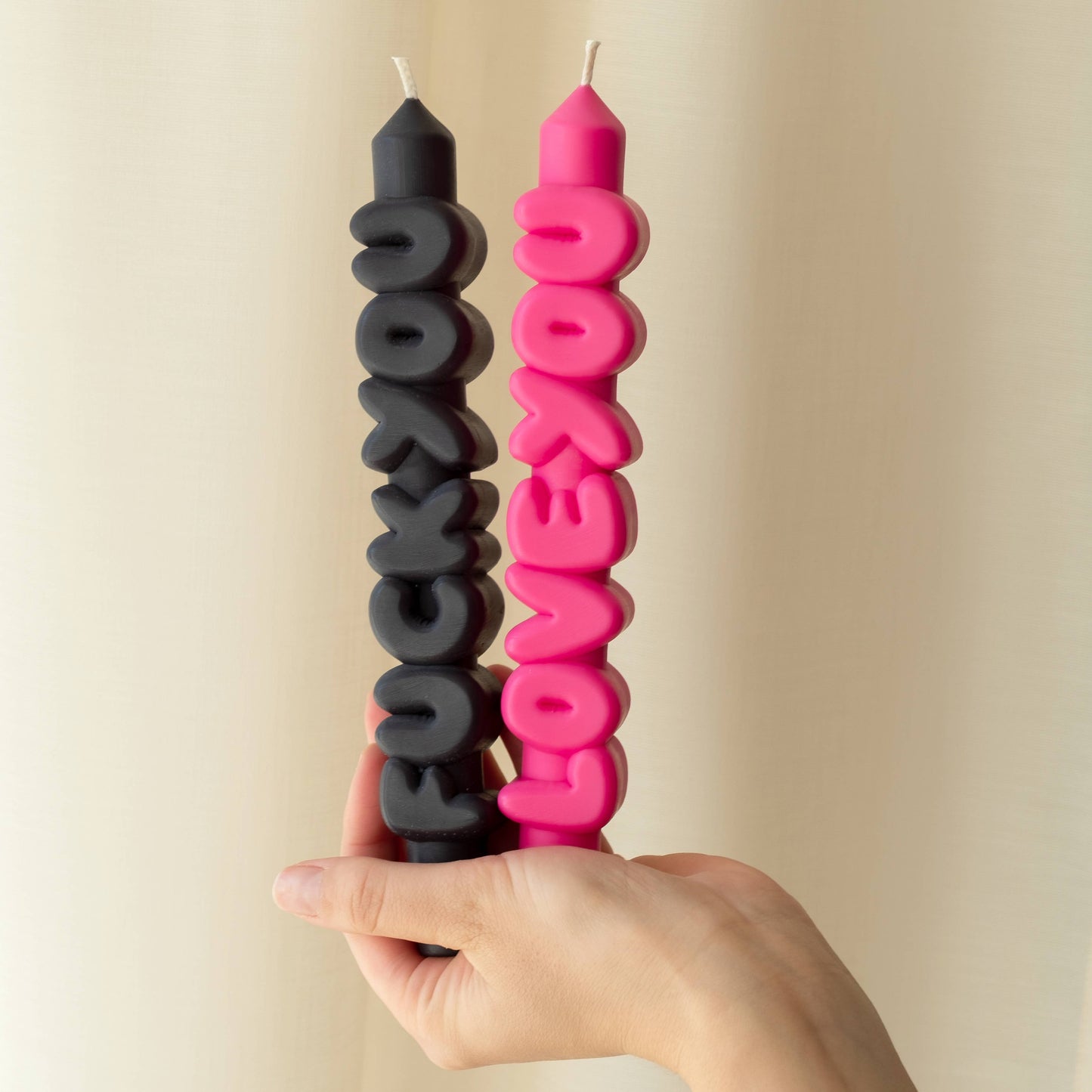 Mixed Signals Taper Candle Set of 2