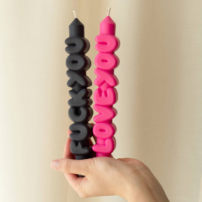 Mixed Signals Taper Candle Set of 2