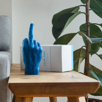 Blue F*ck You Middle Finger Candle