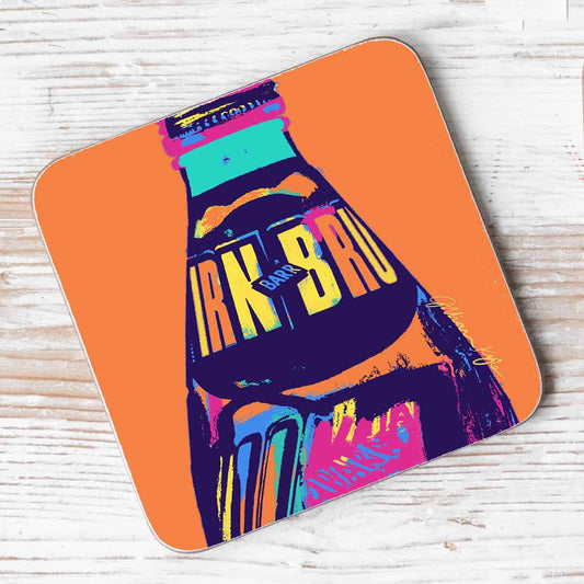 Irn-Bru Pop! Art Individual Coaster in Orange by Gillian Kyle