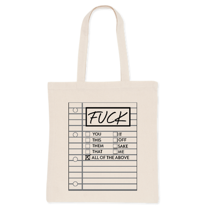 Fuck Tick List Cotton Tote Bag