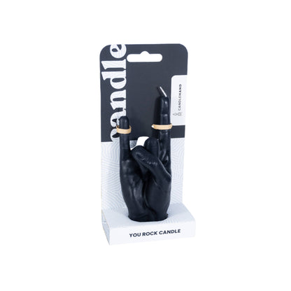 Small You Rock Hand Gesture Candle in Black