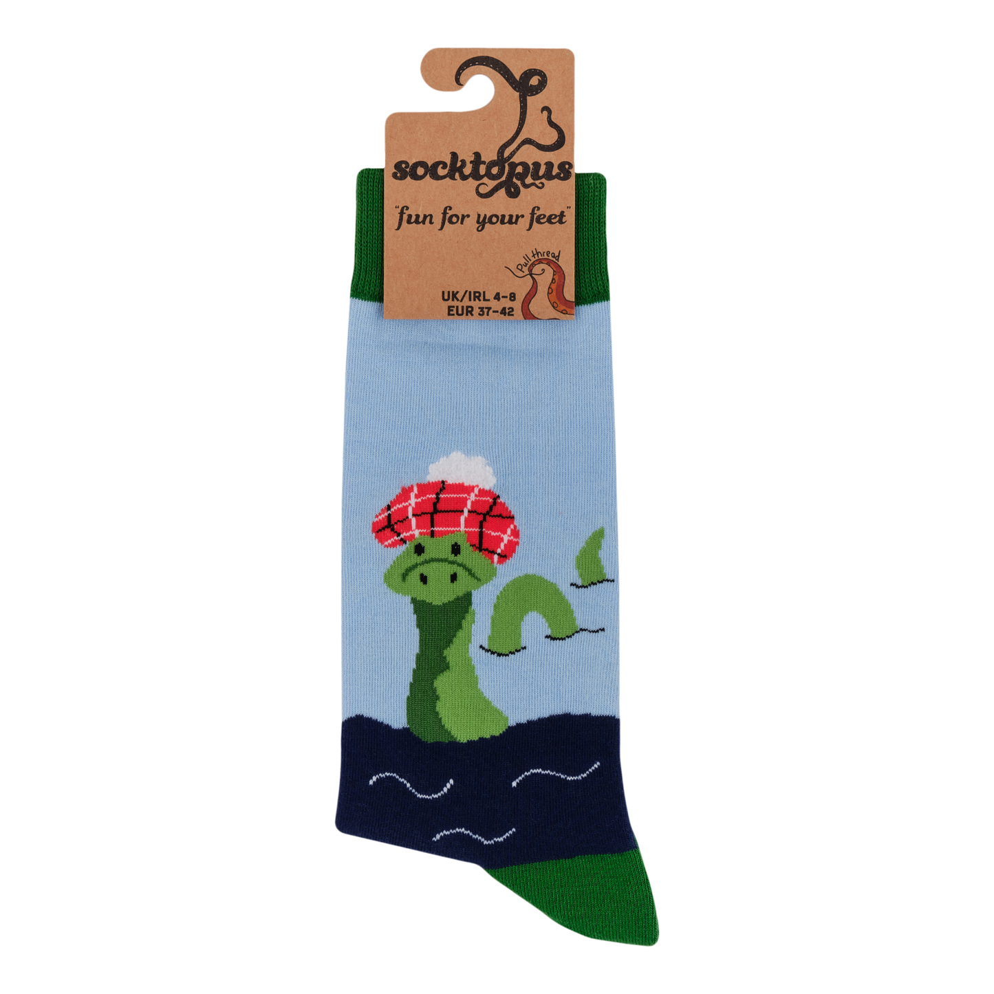 Loch Ness Monster Tartan Hat Socks Large