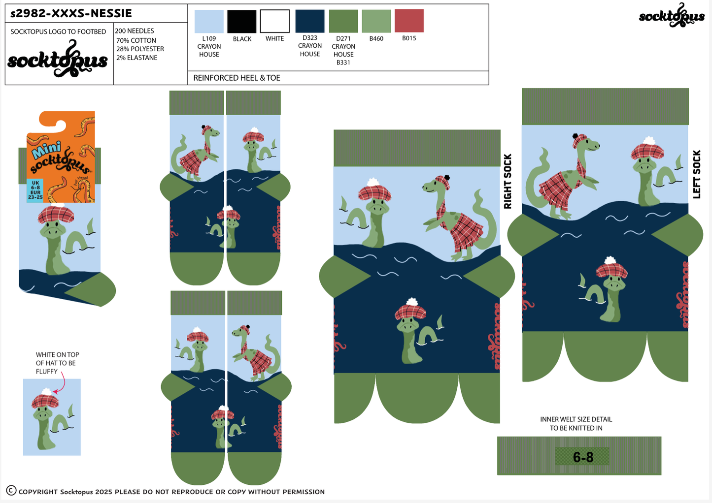 Loch Ness Monster Socks - Nessie (XS-SIZE): BLUE / XS (UK 12-3 / EU 33-36 / US 14-5)