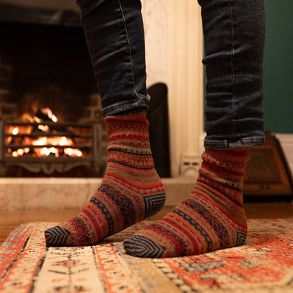 Men's Fair Isle Socks in Red