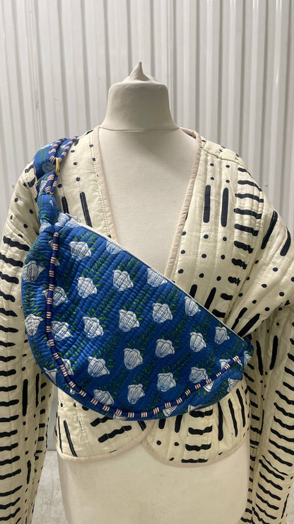 Blue Cotton Kantha Quilted Shoulder Bag