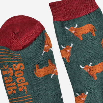 Green Highland Cow Unisex Socks