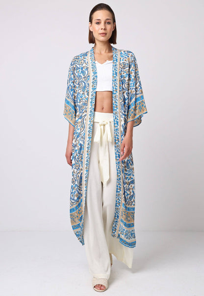 Blue Paisley Longline Kimono
