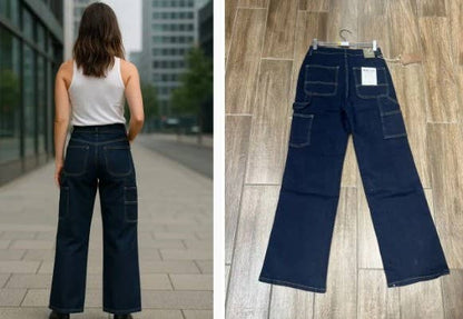 Voggo Dark Wash Carpenter Wide Leg Jeans
