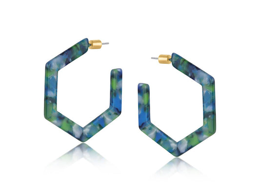 Camille Resin Hexagon Hoop Earrings