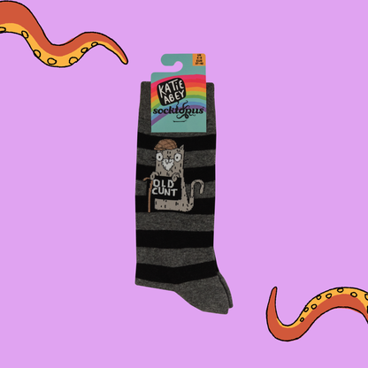 Old C*nt Naughty Cat Socks Large