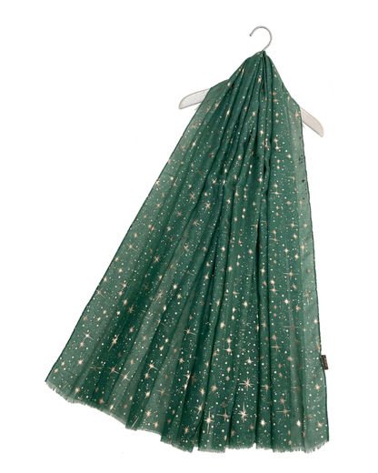 Green Galaxy Foil Print Scarf
