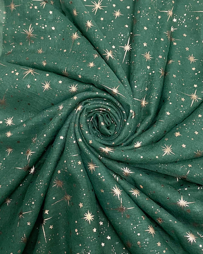 Green Galaxy Foil Print Scarf