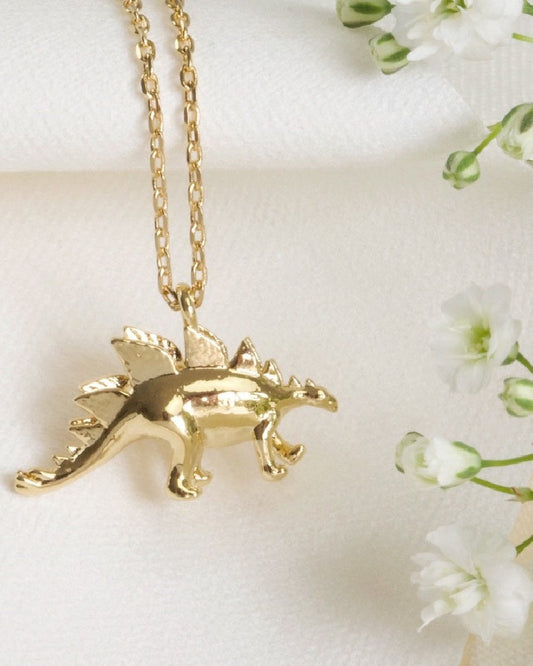 Stegosaurus Dinosaur Necklace 18K Gold