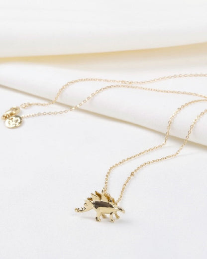 Stegosaurus Dinosaur Necklace 18K Gold