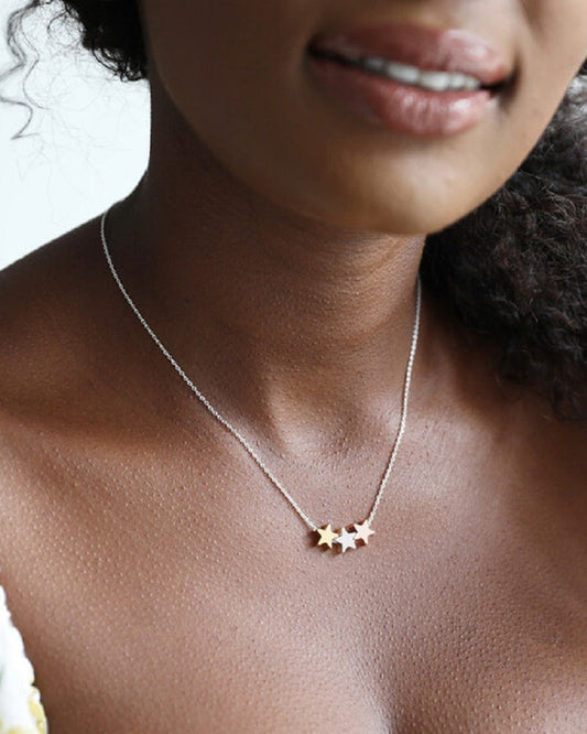 Triple Star Necklace Sterling Silver