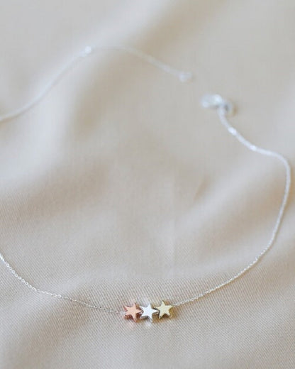 Triple Star Necklace Sterling Silver
