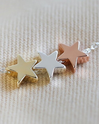 Triple Star Necklace Sterling Silver